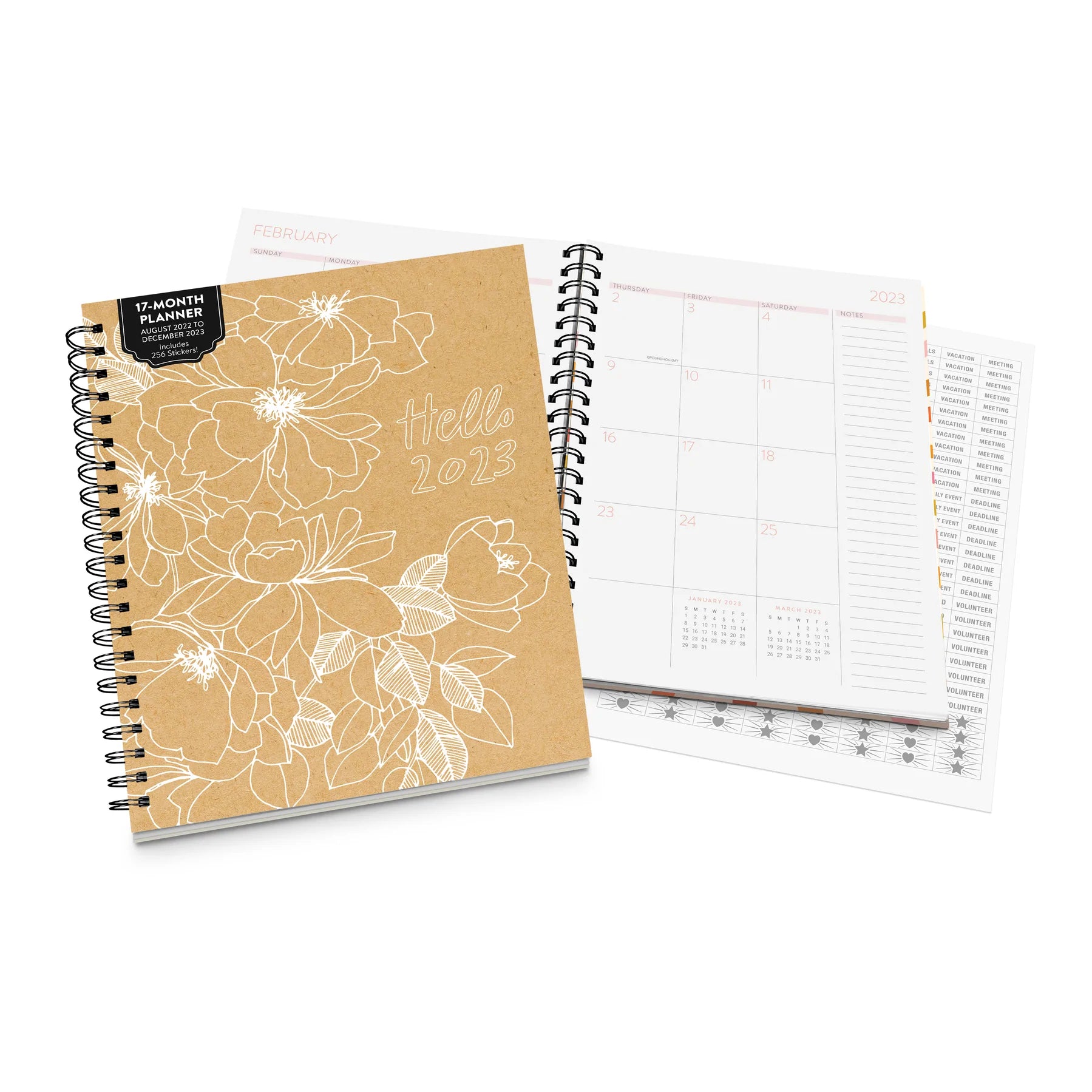 2023 Kraft Floral (XL Spiral Weekly/Monthly Planner) - Diary/Planner