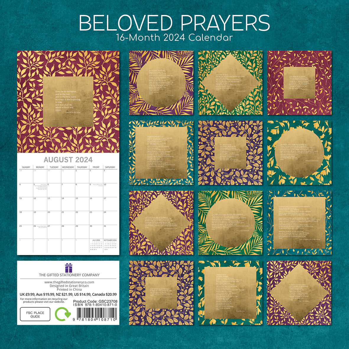 2024 Beloved Prayers - Square Wall Calendar