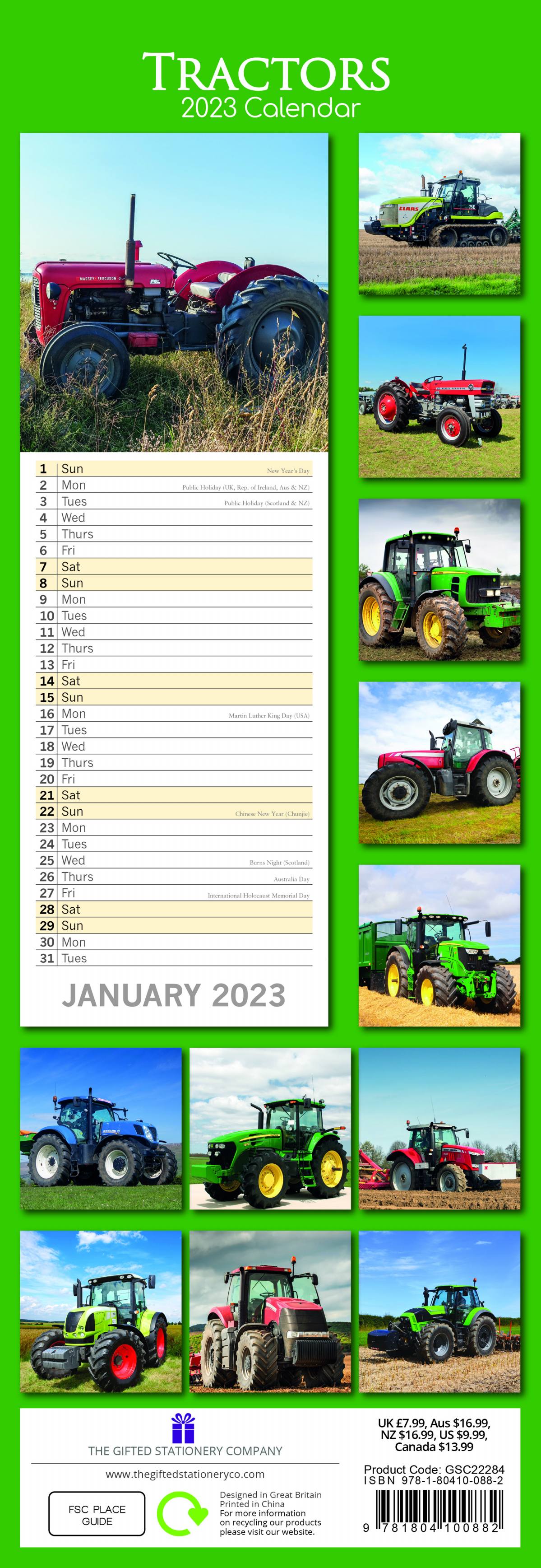 2023 Tractors - Slim Wall Calendar