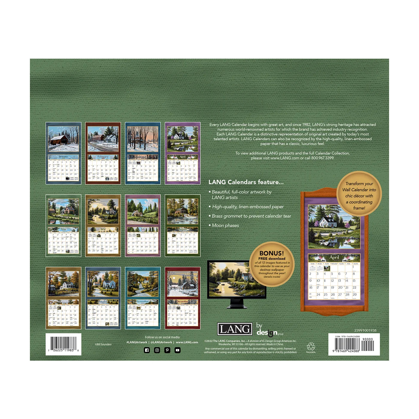 2023 LANG Road Home by Bill Saunders - Deluxe Wall Calendar