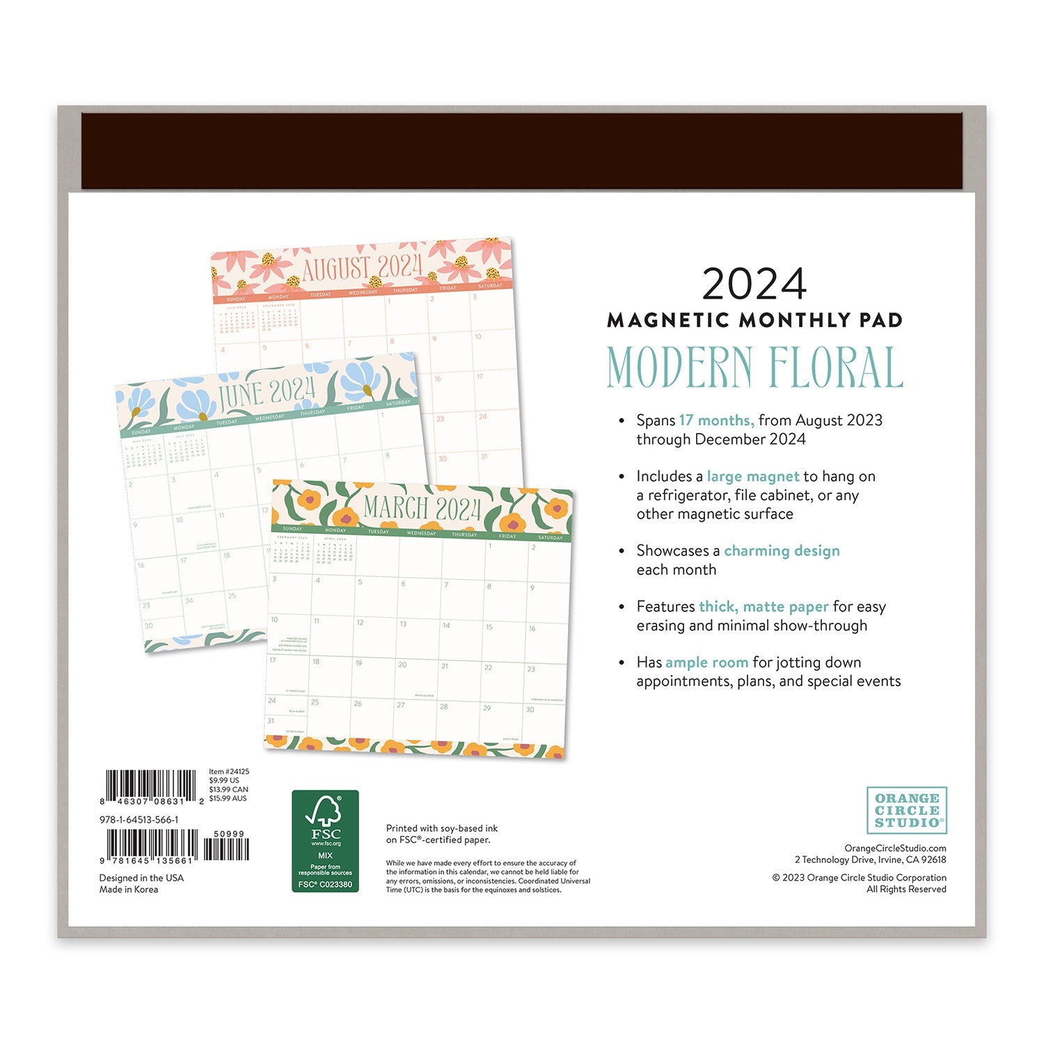 2024 Modern Floral - Monthly Magnetic Pad Calendar  SOLD OUT