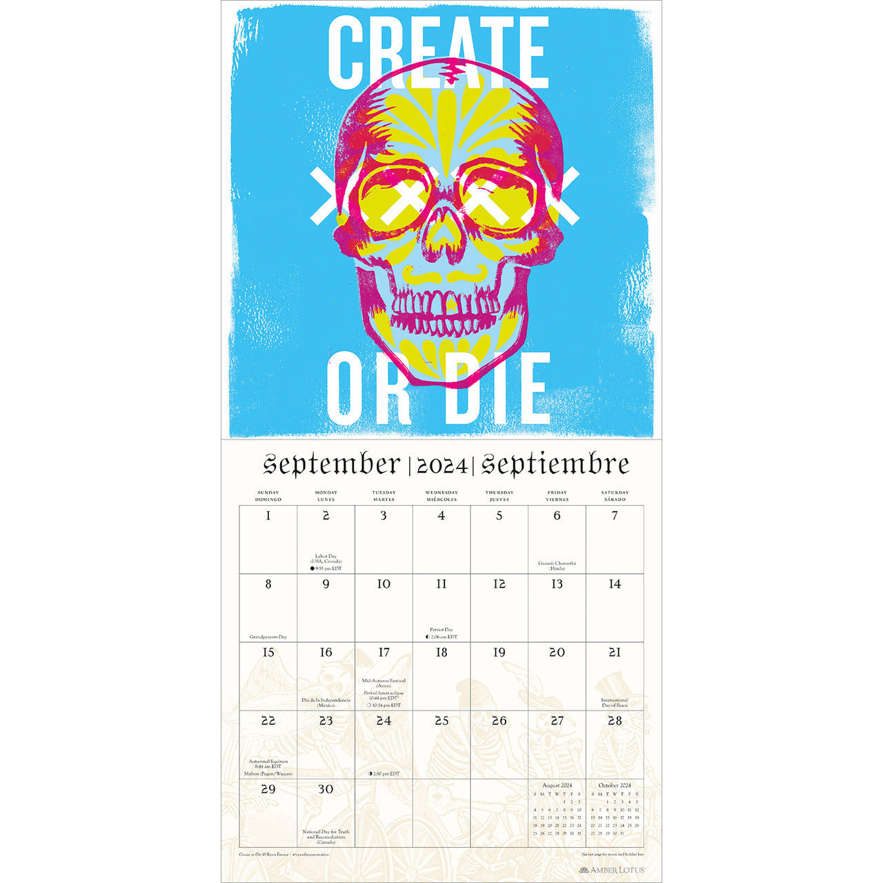 2024 Day of the Dead Square Wall Calendar Art Calendars by Amber