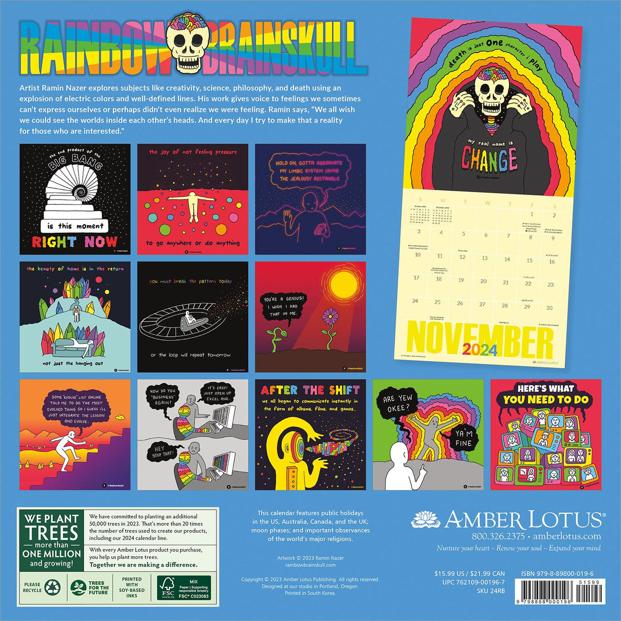 2024 Rainbow Brainskull - Square Wall Calendar  SOLD OUT