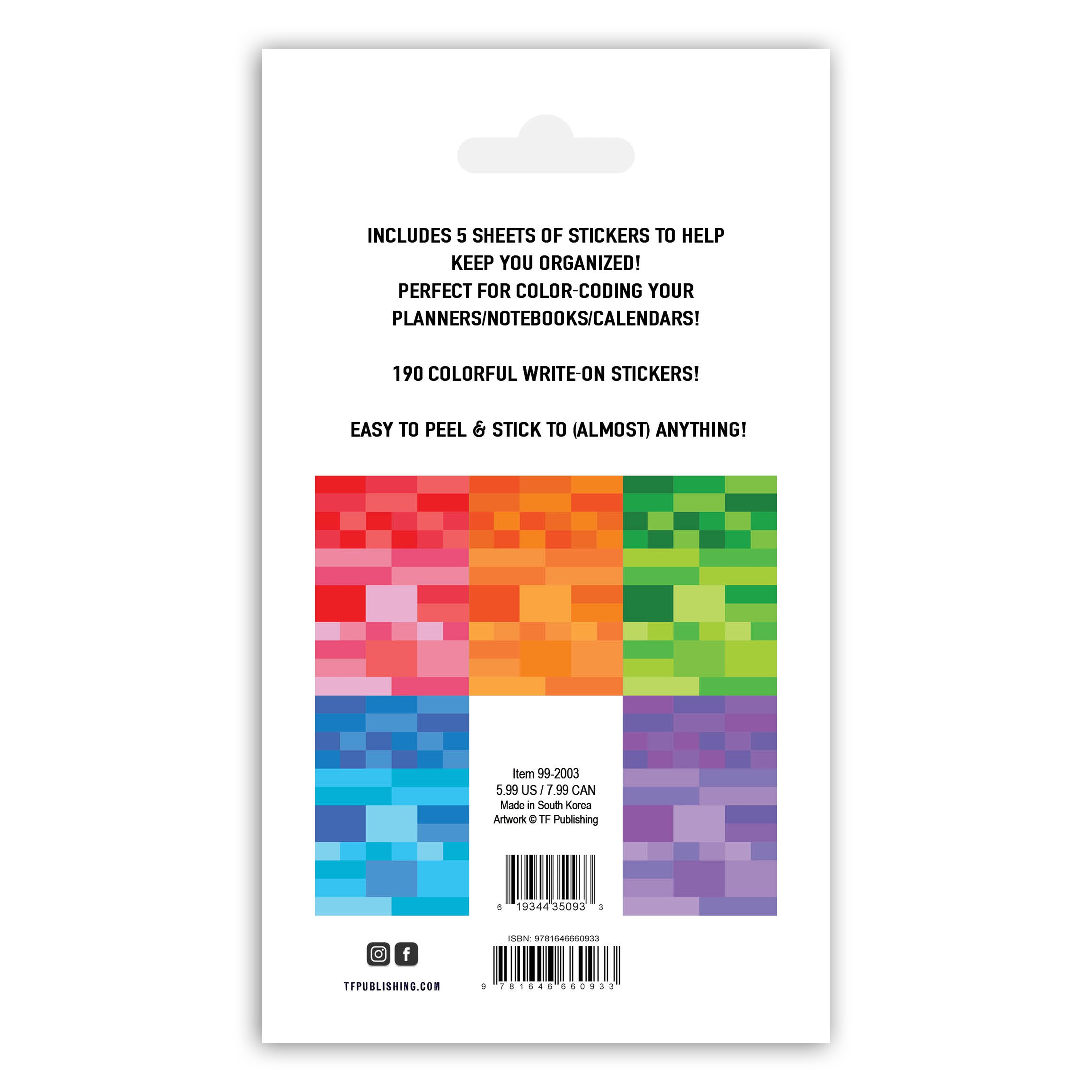 Rainbow Write-on Planner Color Coded Stickers - Calendar Accessories