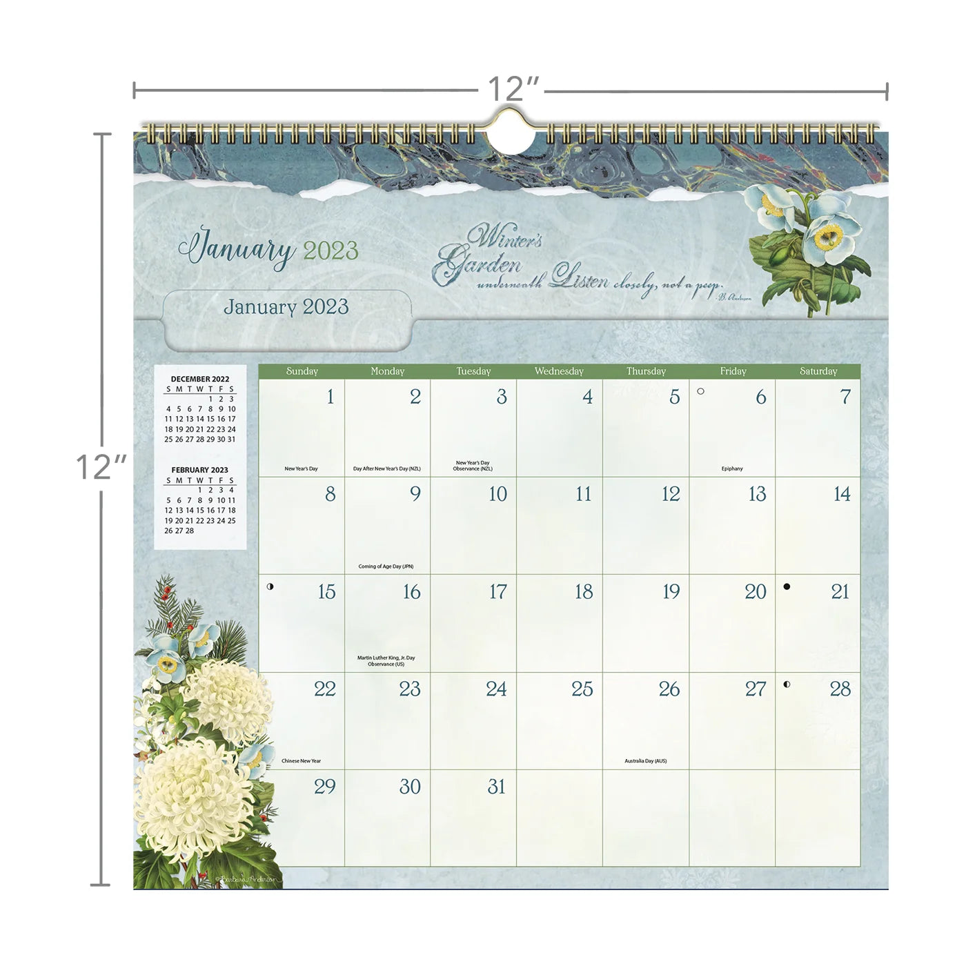 2023 LANG Botanical Gardens By Barbara Anderson - File-It Square Wall Calendar