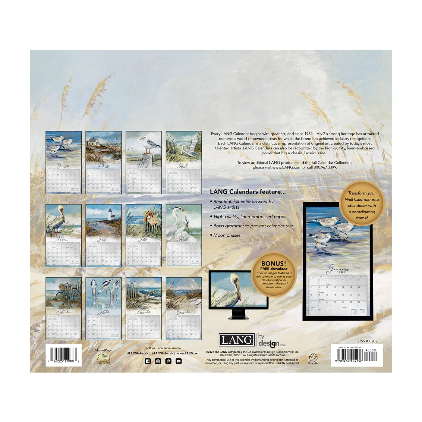 2023 LANG Coastal Shores by Susan Winget - Deluxe Wall Calendar