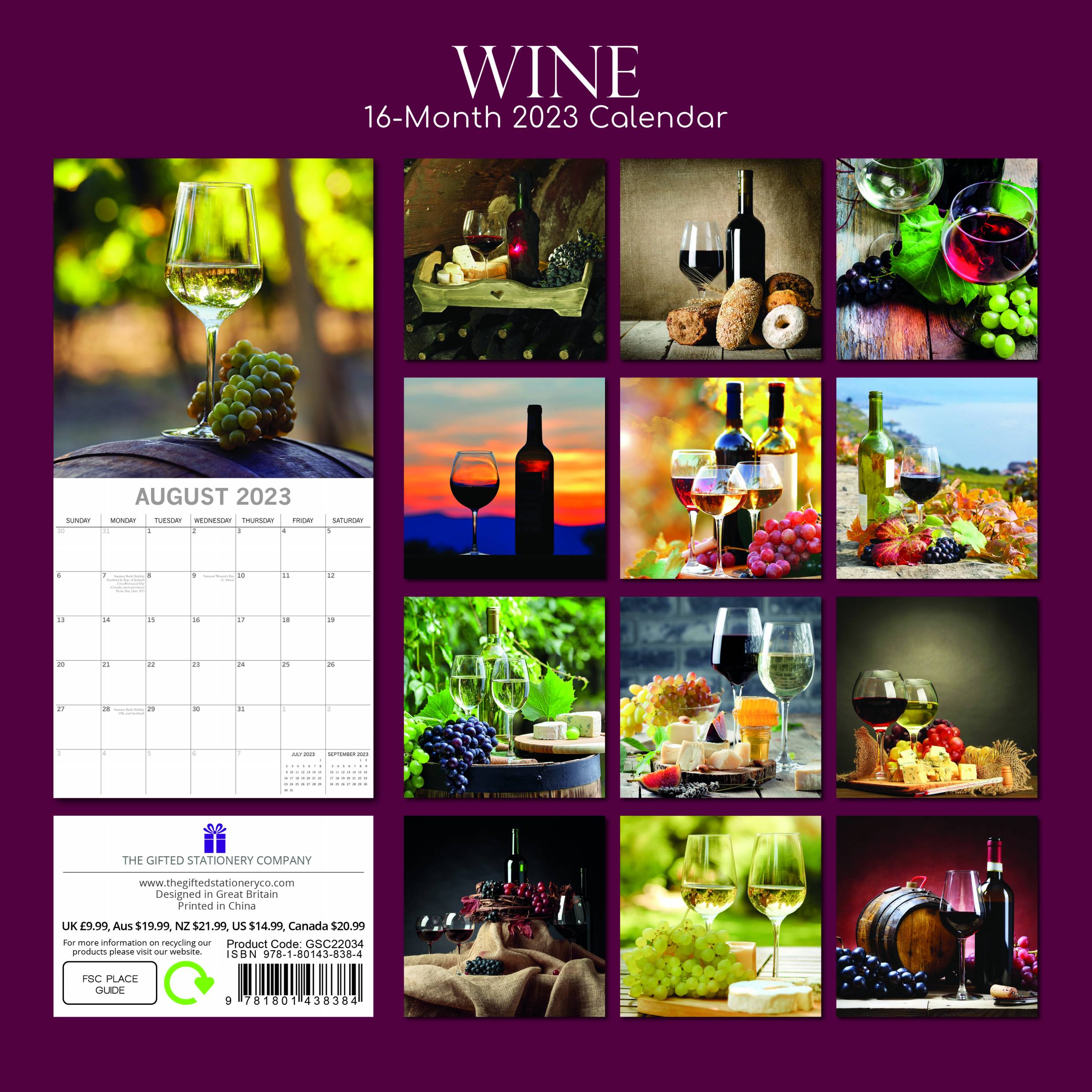 2023 Wine - Square Wall Calendar
