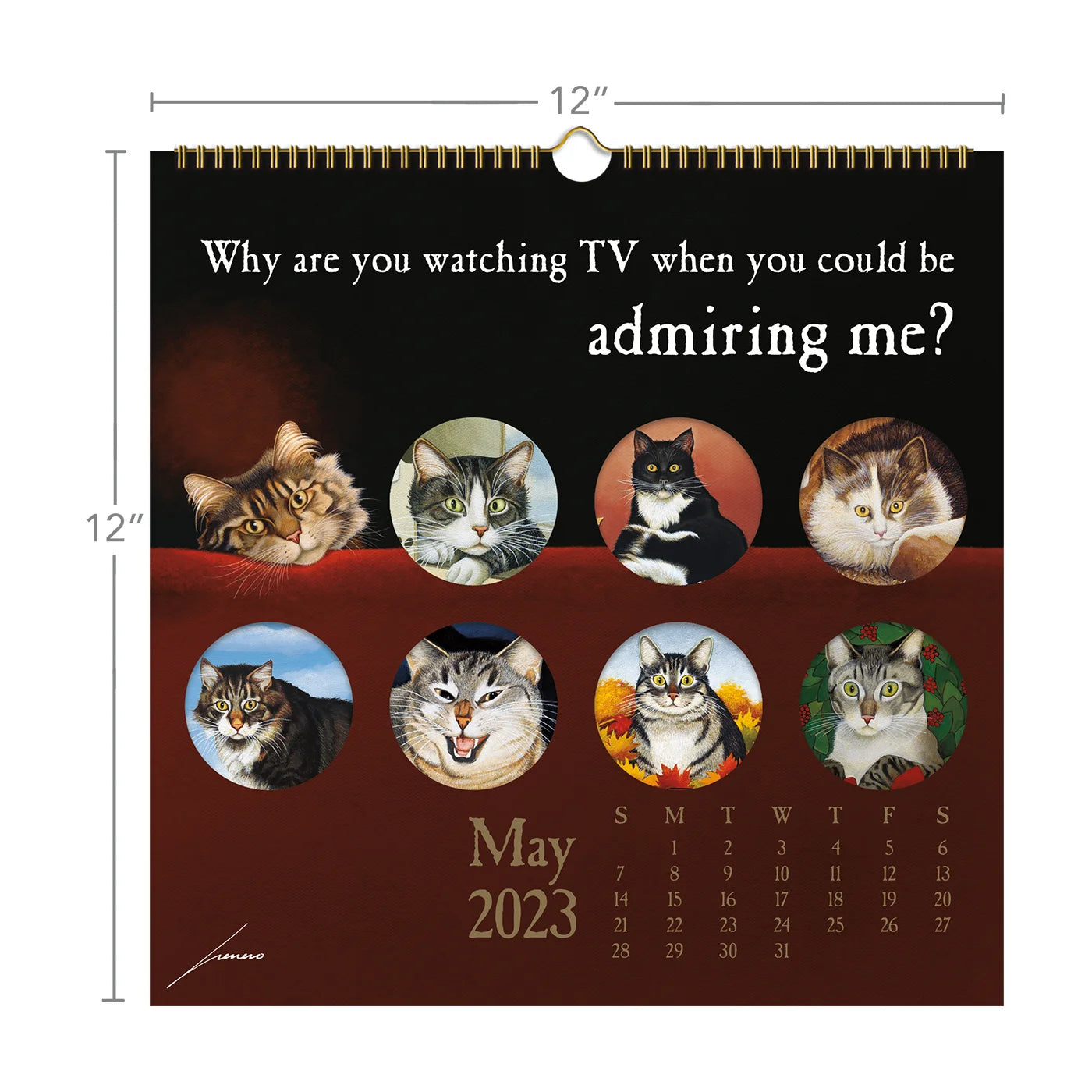 2023 LANG Cats By Lowell Herrero - Die Cut Square Wall Calendar