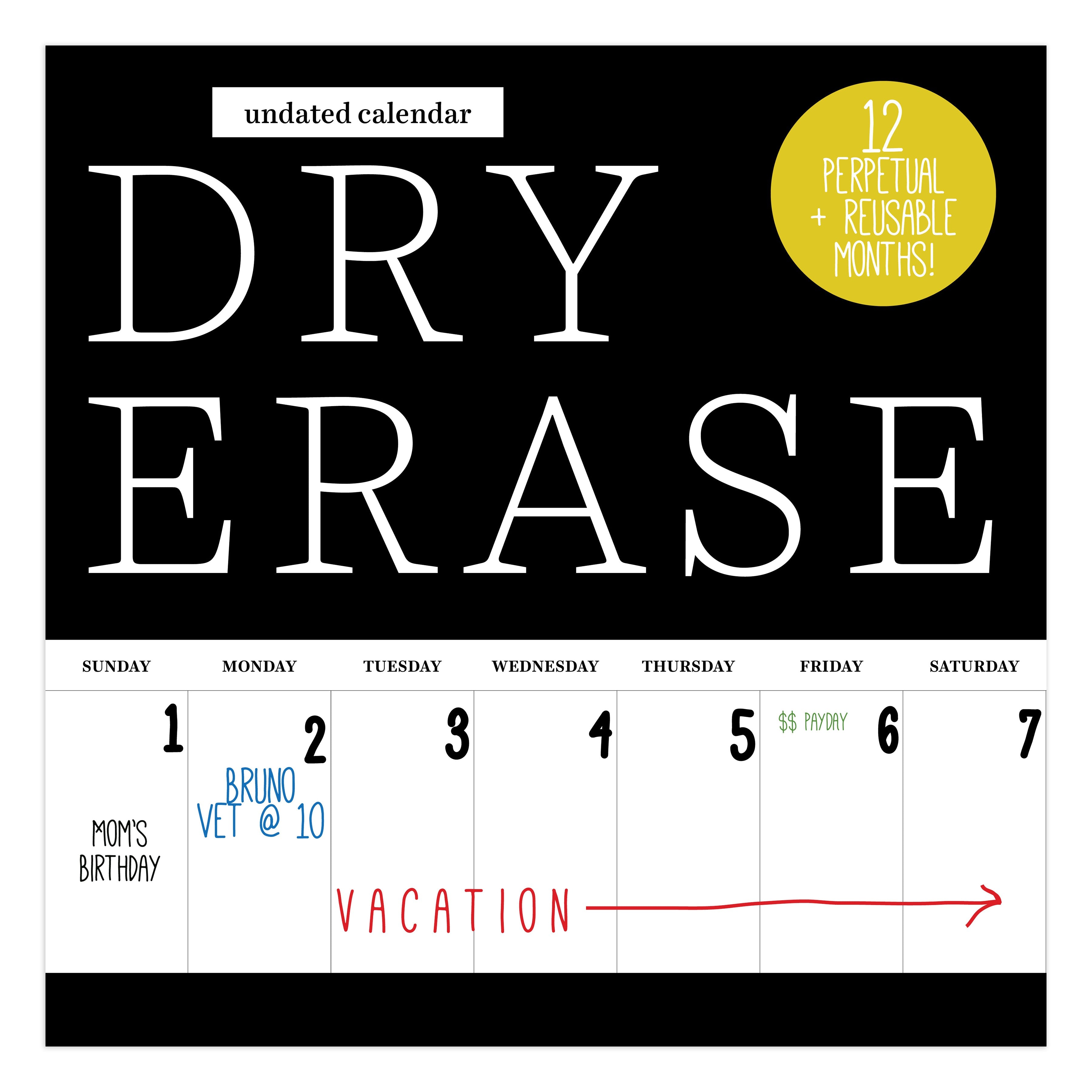 Dry Erase Vertical - Perpetual Undated Wall Calendar