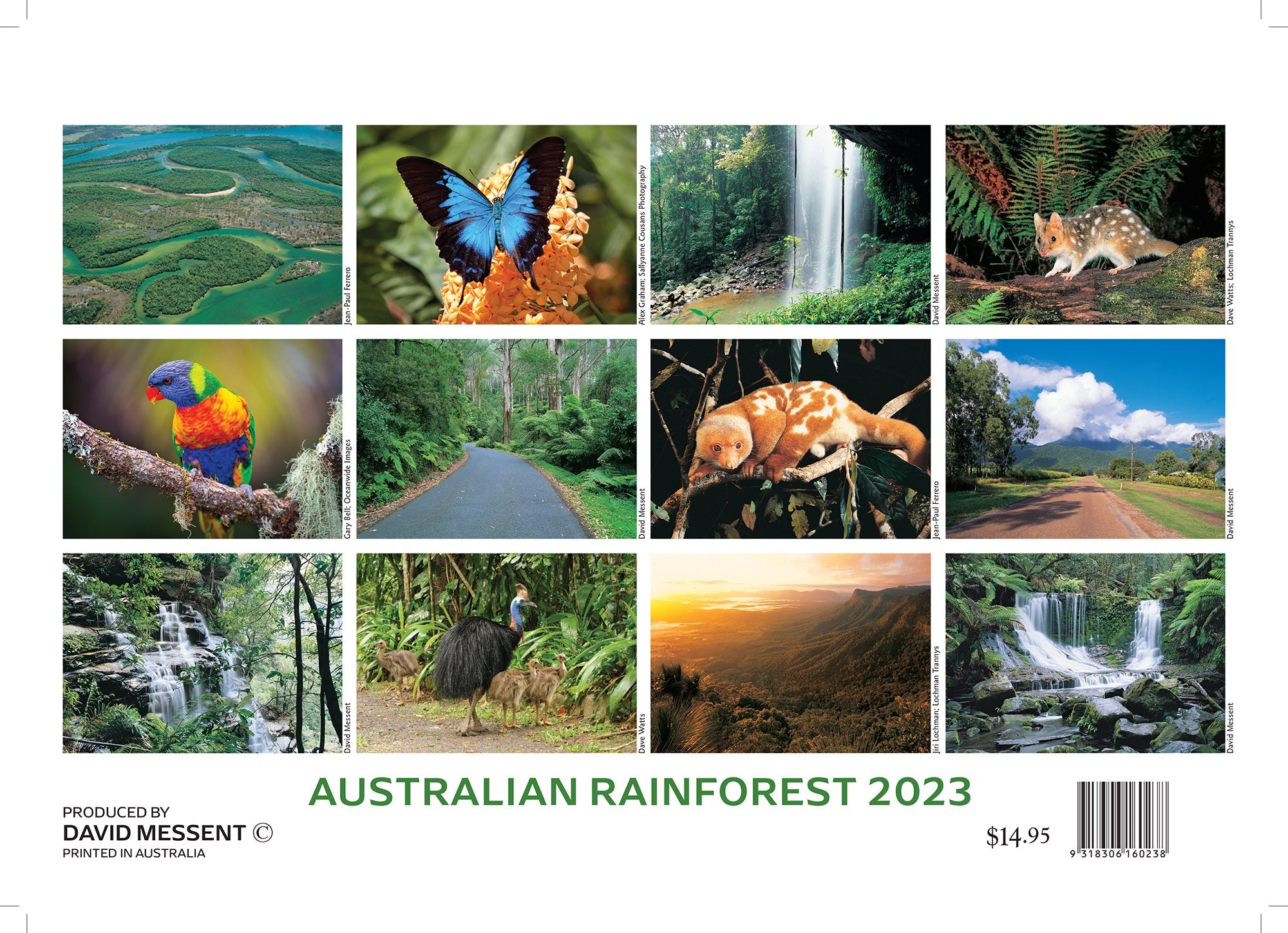 2023 Australian Rainforest by David Messent - Horizontal Wall Calendar
