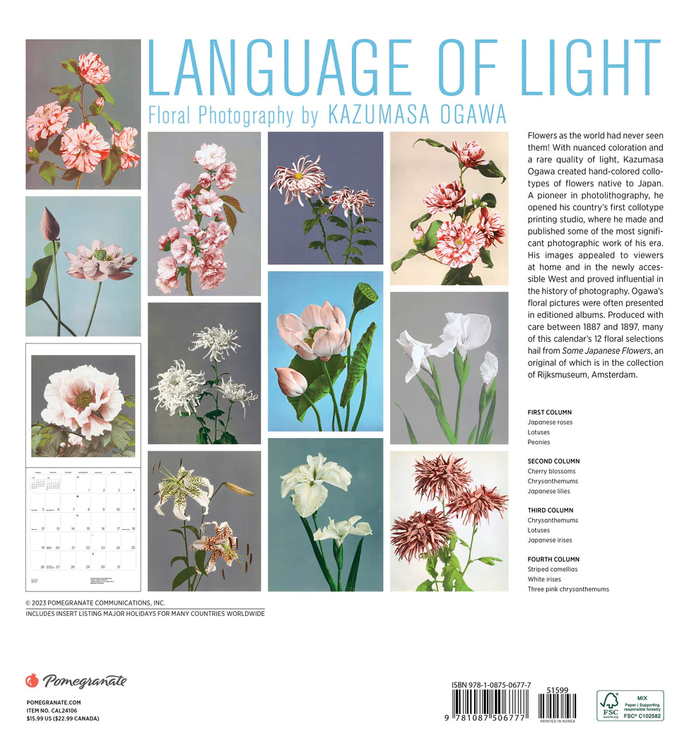 2024 Language of Light: Floral Photography by Kazumasa Ogawa - Square Wall Calendar  SOLD OUT