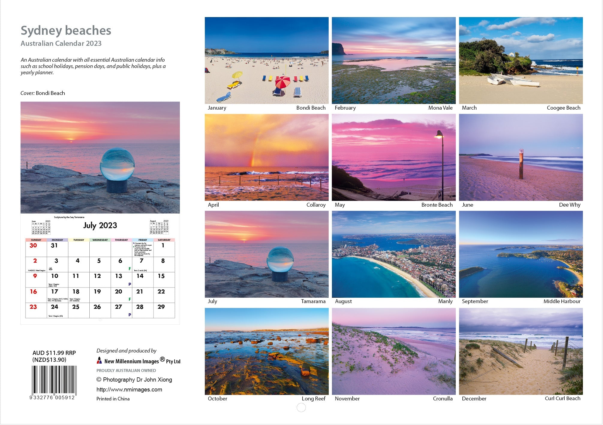 2023 Sydney Beaches - Horizontal Wall Calendar