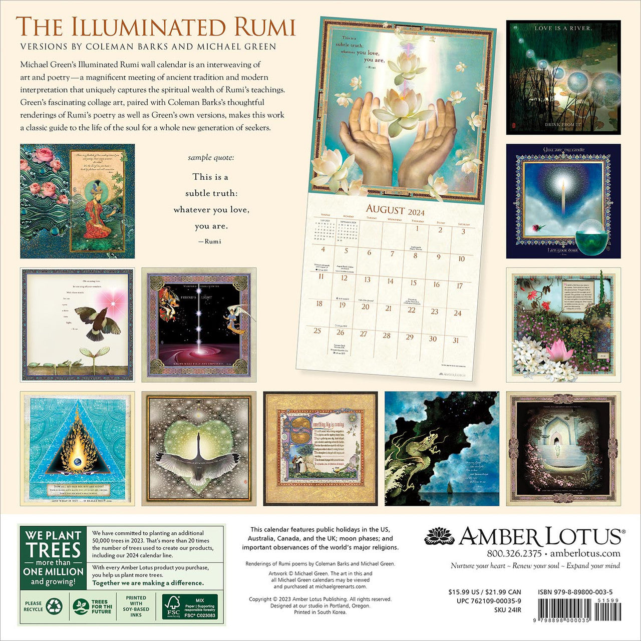 2024 Illuminated Rumi - Square Wall Calendar  SOLD OUT