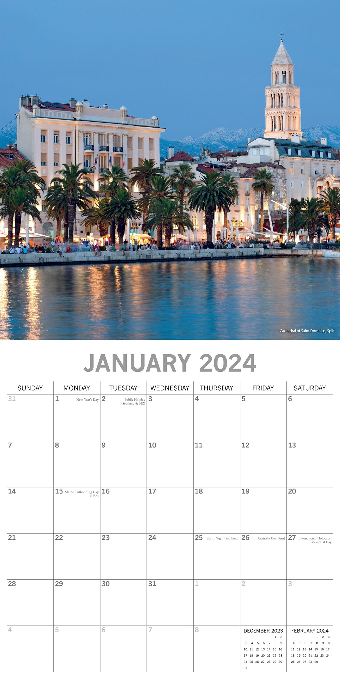 2024 Croatia Square Wall Calendar Travel Calendars by The Gifted