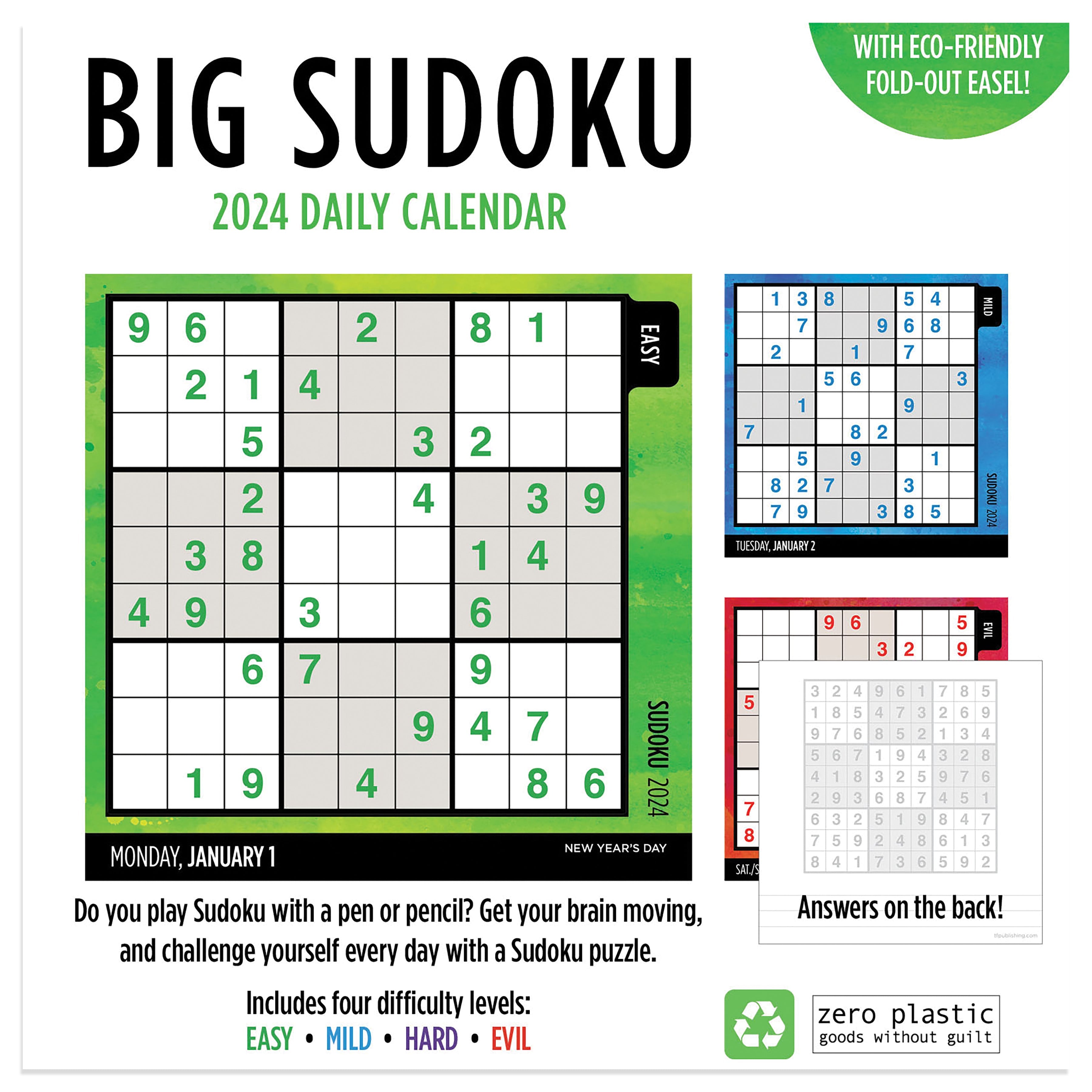2024 Sudoku Puzzles Daily Boxed PageADay Kids & Games Calendars