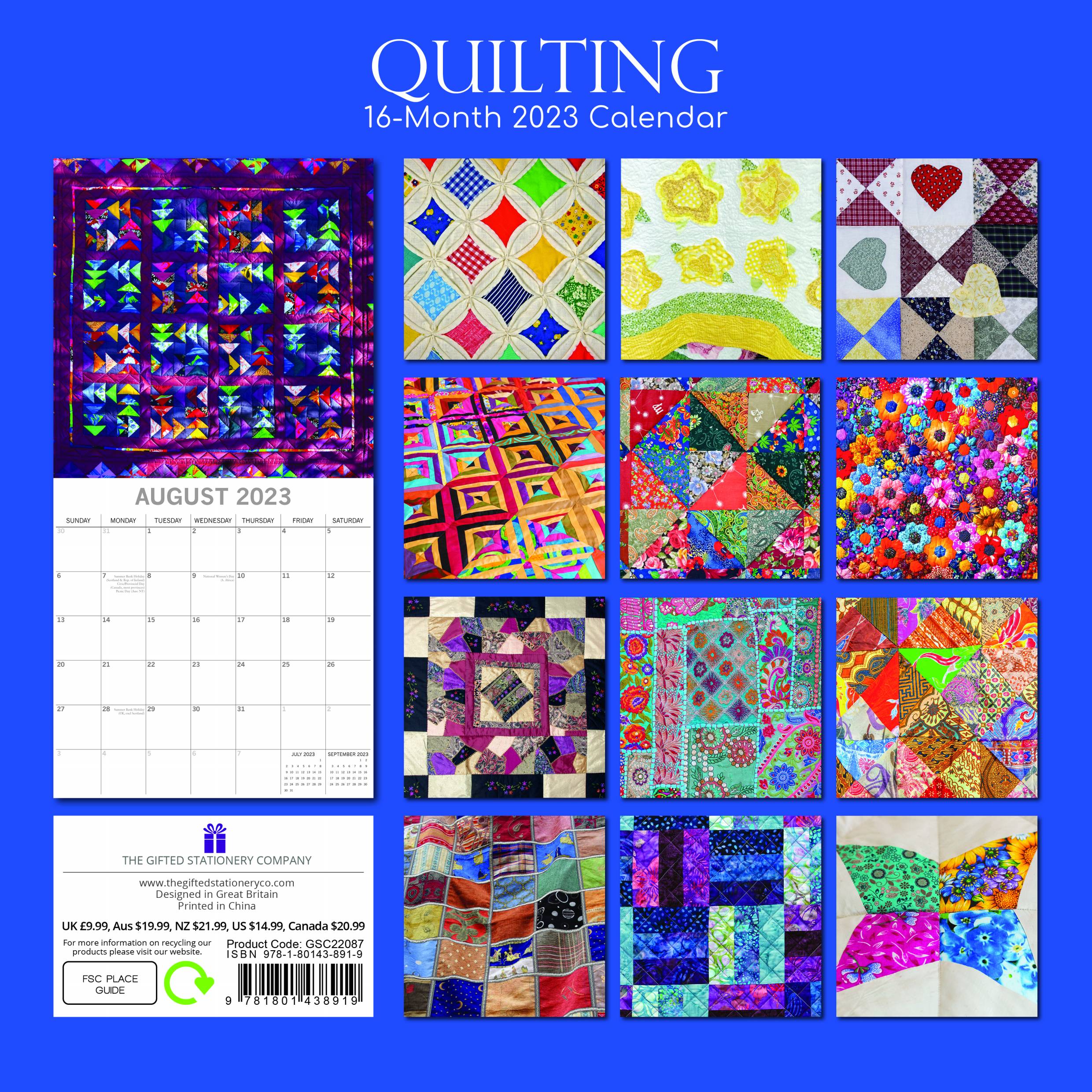 2023 Quilting - Square Wall Calendar