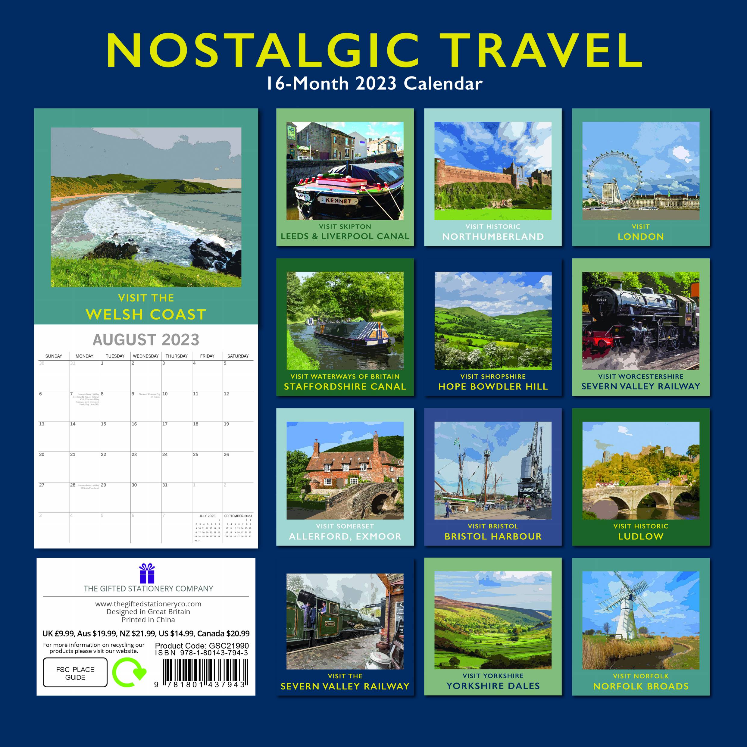 2023 Nostalgic Travel - Square Wall Calendar